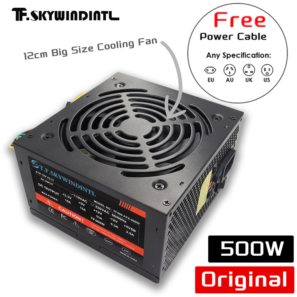 Power Supply 750W - Goedkope 500W Zwarte ATX Desktop Gaming