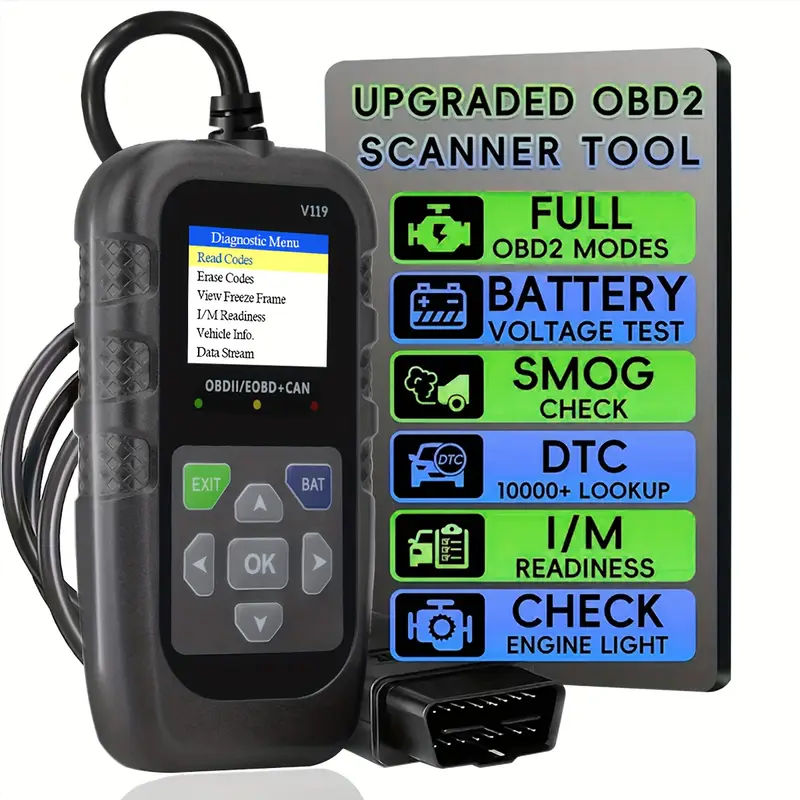 V119 OBD2 Scanner Codelezer US - Power Supply Tester recensie en prijs